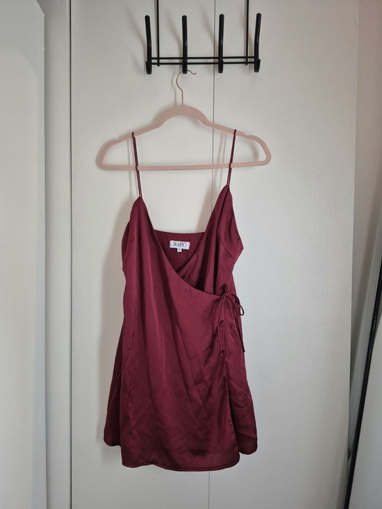 SABO Dresses & Skirts - Sabo Wrap-Style Mini Dress in Deep Berry